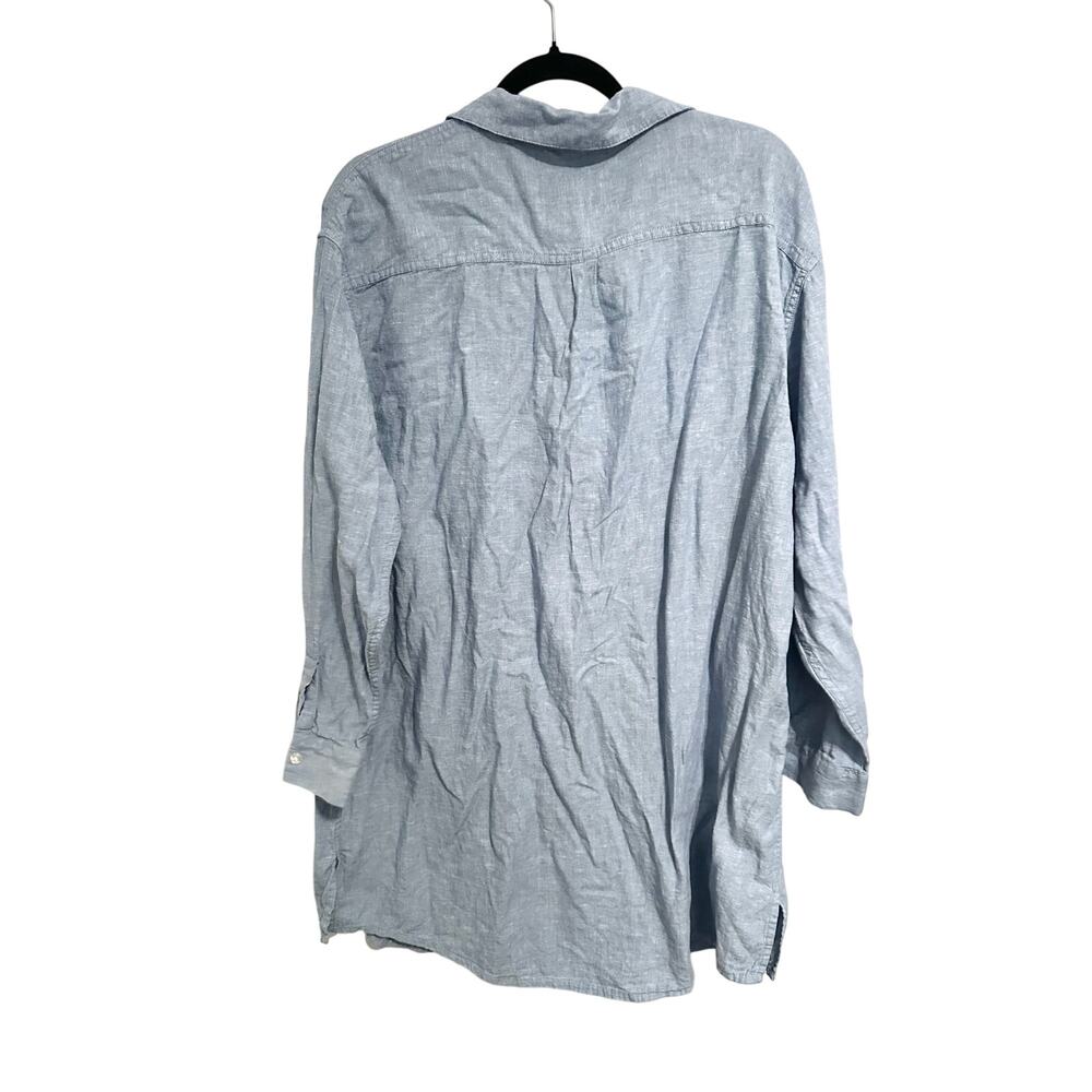 STARS ABOVE Denim Linen Blend Shirt Dress Preppy Old Money Minimalist - Sz XXL - Picture 2 of 4